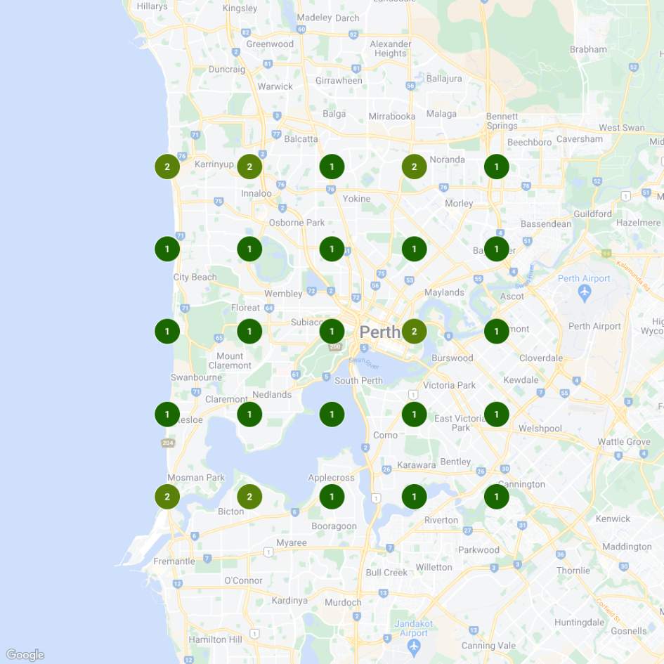 Perth Local SEO results on the map